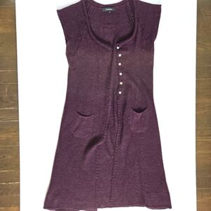 Cotelac Alpaca longline sleeveless knit cardigan with pockets purple sz 2